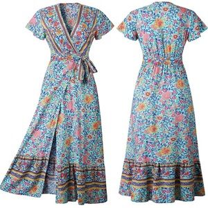 Floral Boho Summer Wrap dress